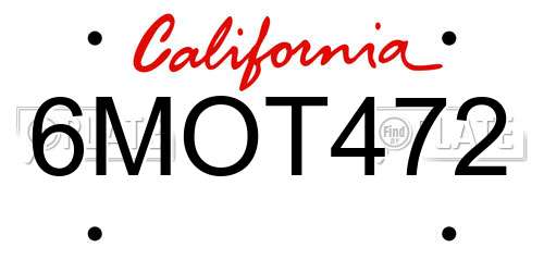 6MOT472 California License Plate