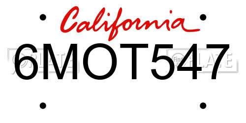 6MOT547 California License Plate