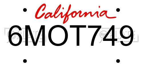 6MOT749 California License Plate