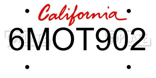 6MOT902 California License Plate