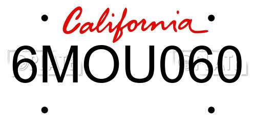 6MOU060 California License Plate