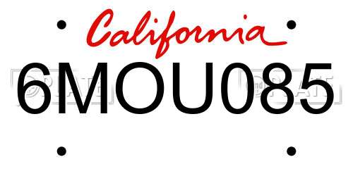 6MOU085 California License Plate