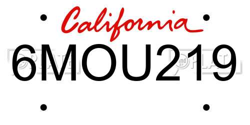 6MOU219 California License Plate