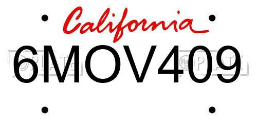 6MOV409 California License Plate