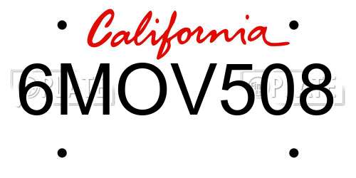 6MOV508 California License Plate