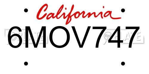 6MOV747 California License Plate
