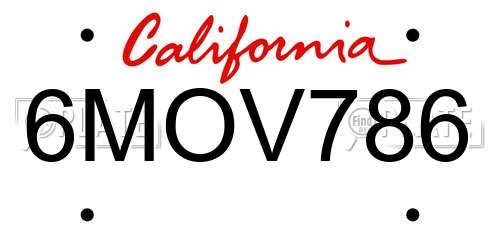 6MOV786 California License Plate