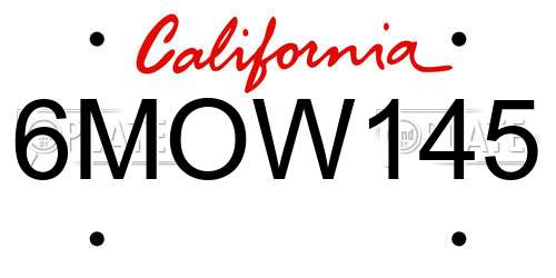6MOW145 California License Plate