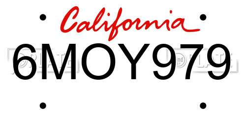 6MOY979 California License Plate