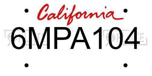 6MPA104 California License Plate