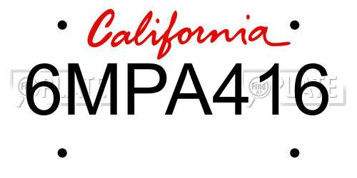 6MPA416 California License Plate