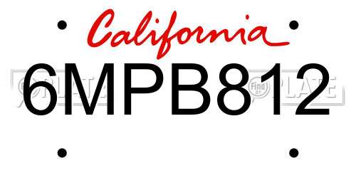 6MPB812 California License Plate