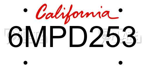 6MPD253 California License Plate