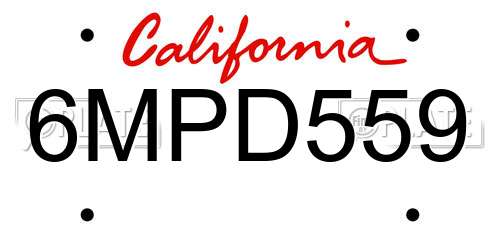 6MPD559 California License Plate