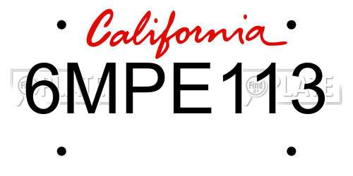 6MPE113 California License Plate
