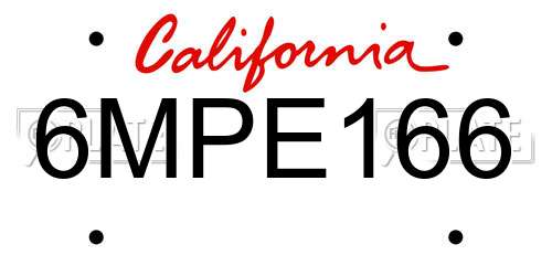 6MPE166 California License Plate