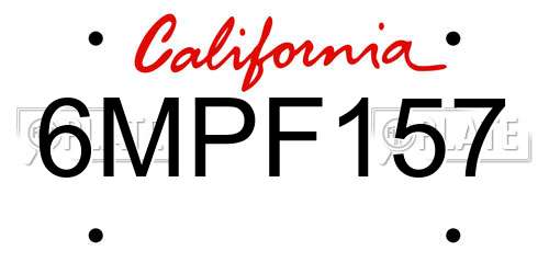 6MPF157 California License Plate