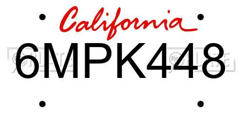 6MPK448 California License Plate