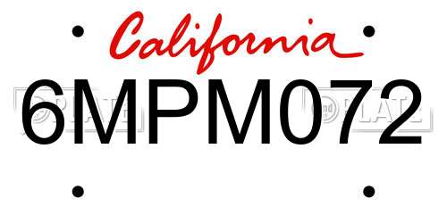 6MPM072 California License Plate