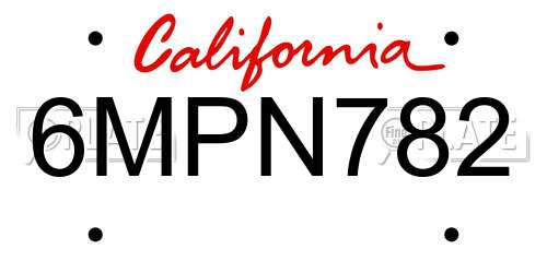 6MPN782 California License Plate