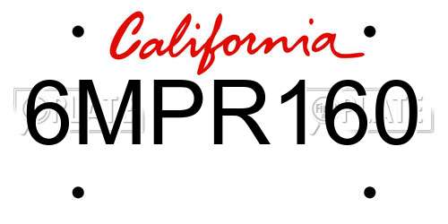 6MPR160 California License Plate