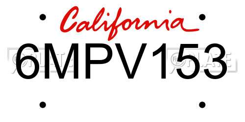 6MPV153 California License Plate