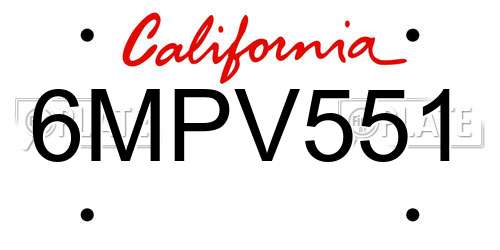 6MPV551 California License Plate