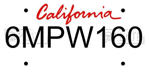6MPW160 California License Plate