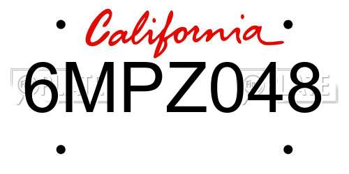 6MPZ048 California License Plate