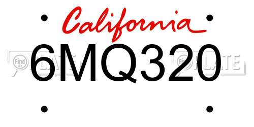 6MQ320 California License Plate