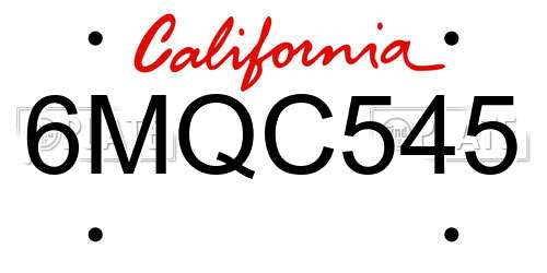 6MQC545 California License Plate