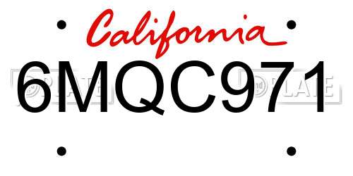 6MQC971 California License Plate
