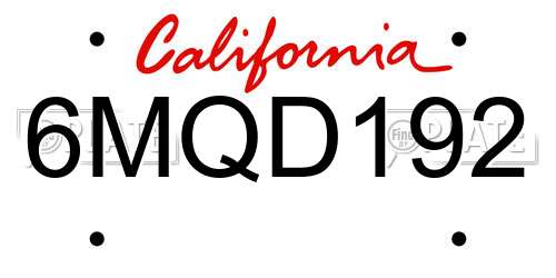 6MQD192 California License Plate