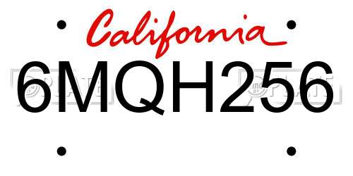 6MQH256 California License Plate