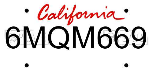 6MQM669 California License Plate