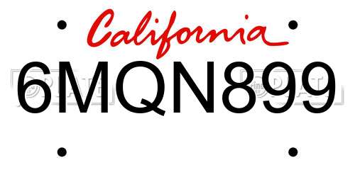 6MQN899 California License Plate