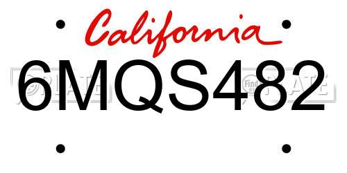 6MQS482 California License Plate