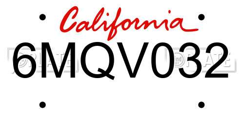 6MQV032 California License Plate