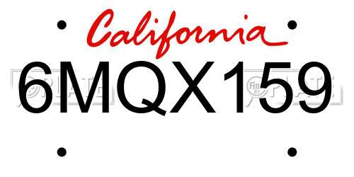 6MQX159 California License Plate