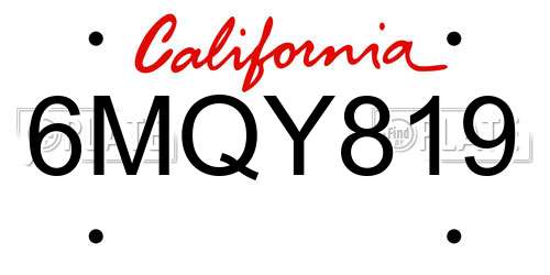 6MQY819 California License Plate