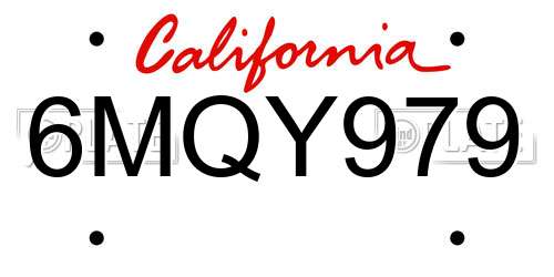 6MQY979 California License Plate