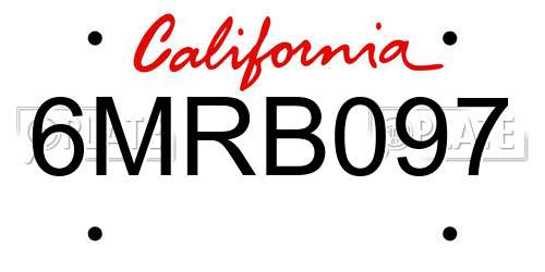 6MRB097 California License Plate
