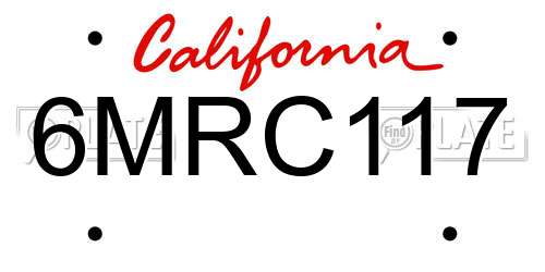 6MRC117 California License Plate