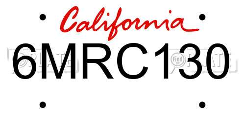 6MRC130 California License Plate