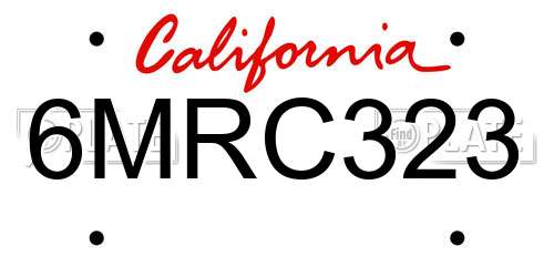 6MRC323 California License Plate