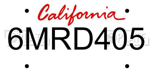 6MRD405 California License Plate