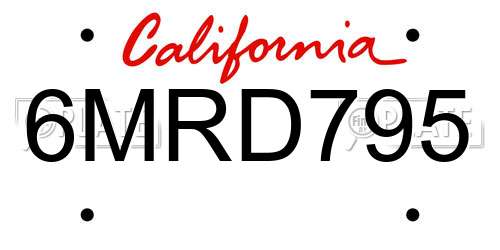 6MRD795 California License Plate