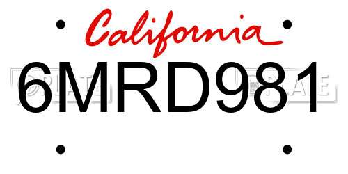 6MRD981 California License Plate