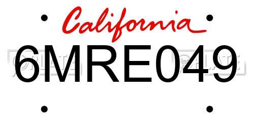 6MRE049 California License Plate