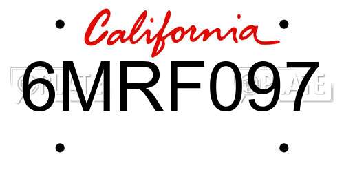 6MRF097 California License Plate